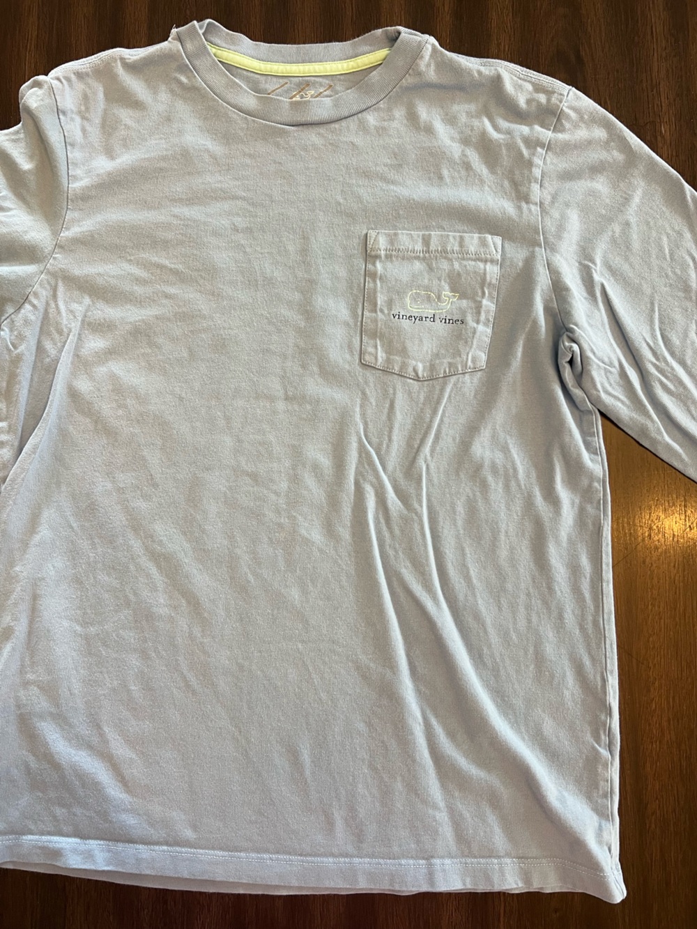 Vineyard Vines Blue Pocket Tee with Lime Trim